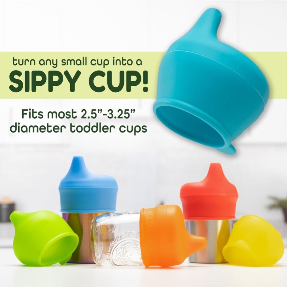 Sippy Cup Lids by Healthy Sprouts - (10 Pack) – Spill Proof Silicone Sippy Lids